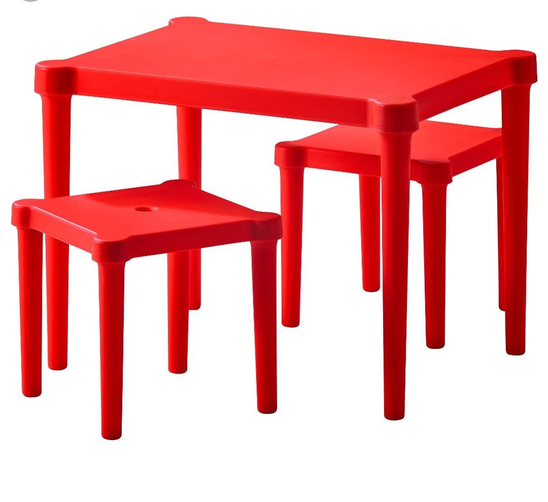 Red Kids Table Chairs Ikea Home Furniture Others On Carousell