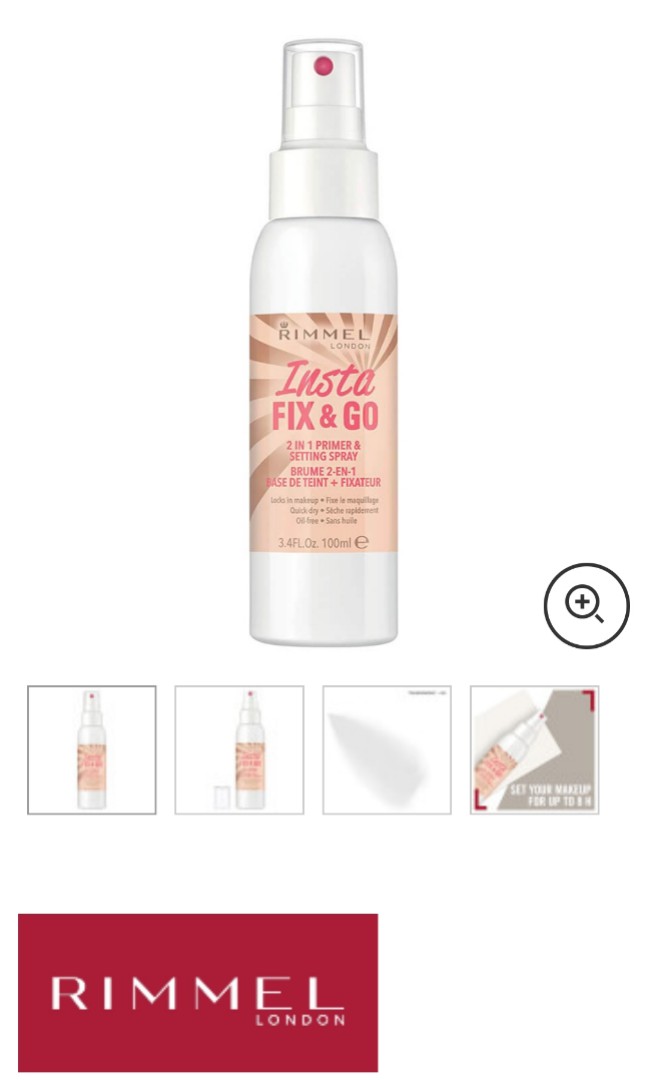 Rimmel London Insta Fix Setting Spray Health Beauty Makeup On