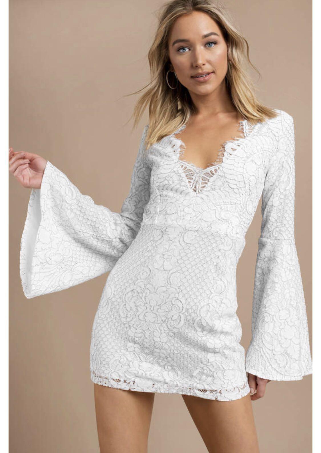 white bell sleeve dress