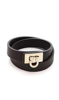 Salvatore ferragamo bracelet gancini locking wrap black