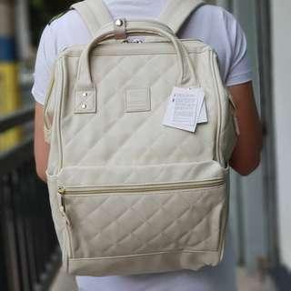 Anello Quilting Hinge Clasp PU Backpack - White