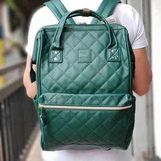 Anello Quilting Hinge Clasp PU Backpack - Green