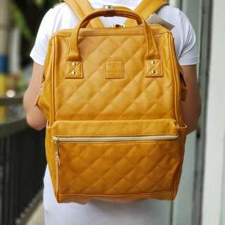 Anello Quilting Hinge Clasp PU Backpack - Mustard