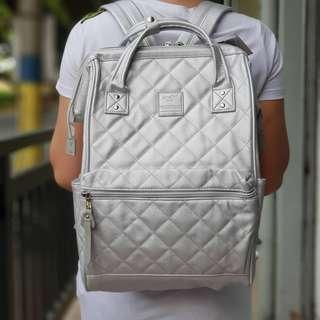 Anello Quilting Hinge Clasp PU Backpack - Silver