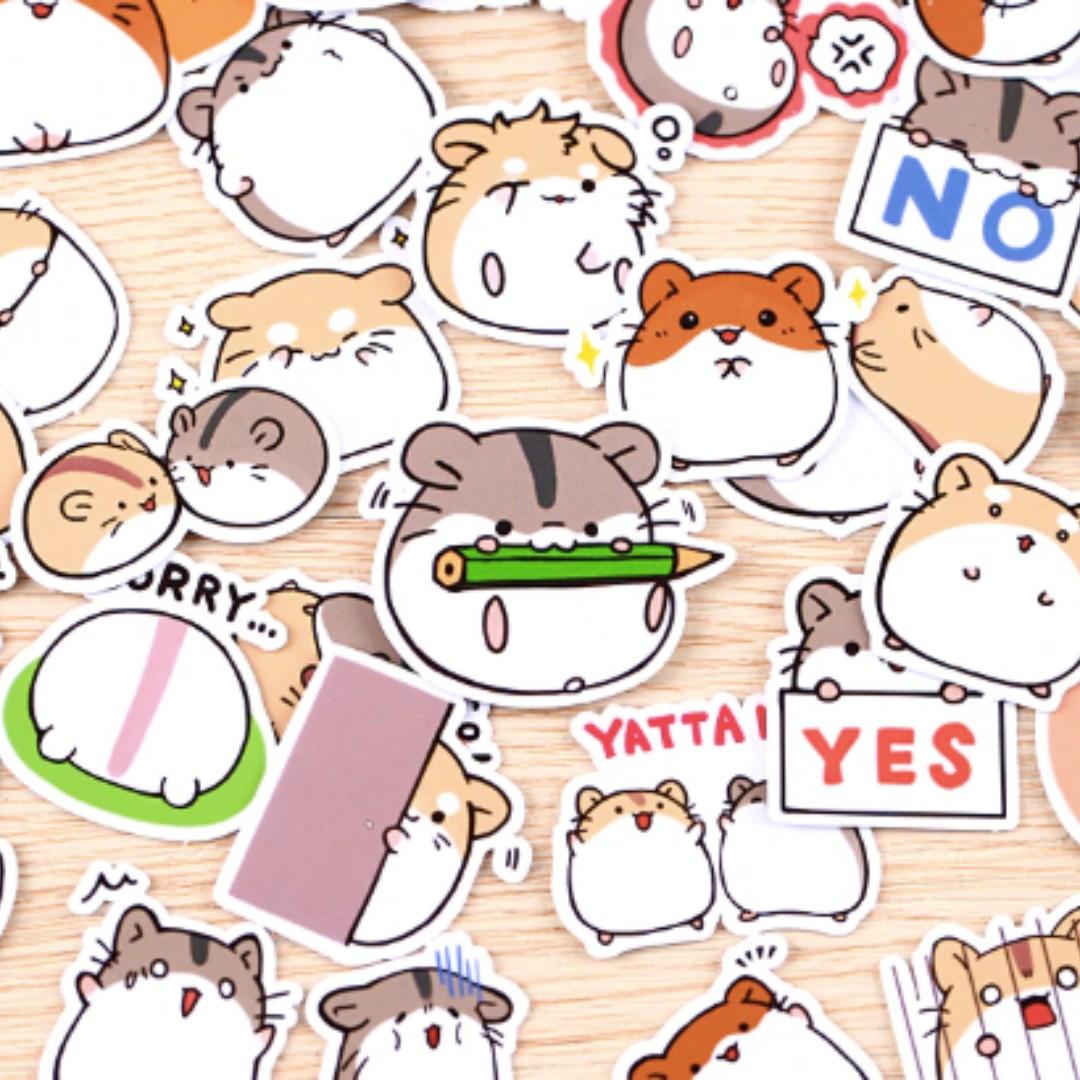 Hamster Tumblr Planner Bujo Laptop Adhesive Stickers 40 Pcs Design Craft Craft Supplies Tools On Carousell