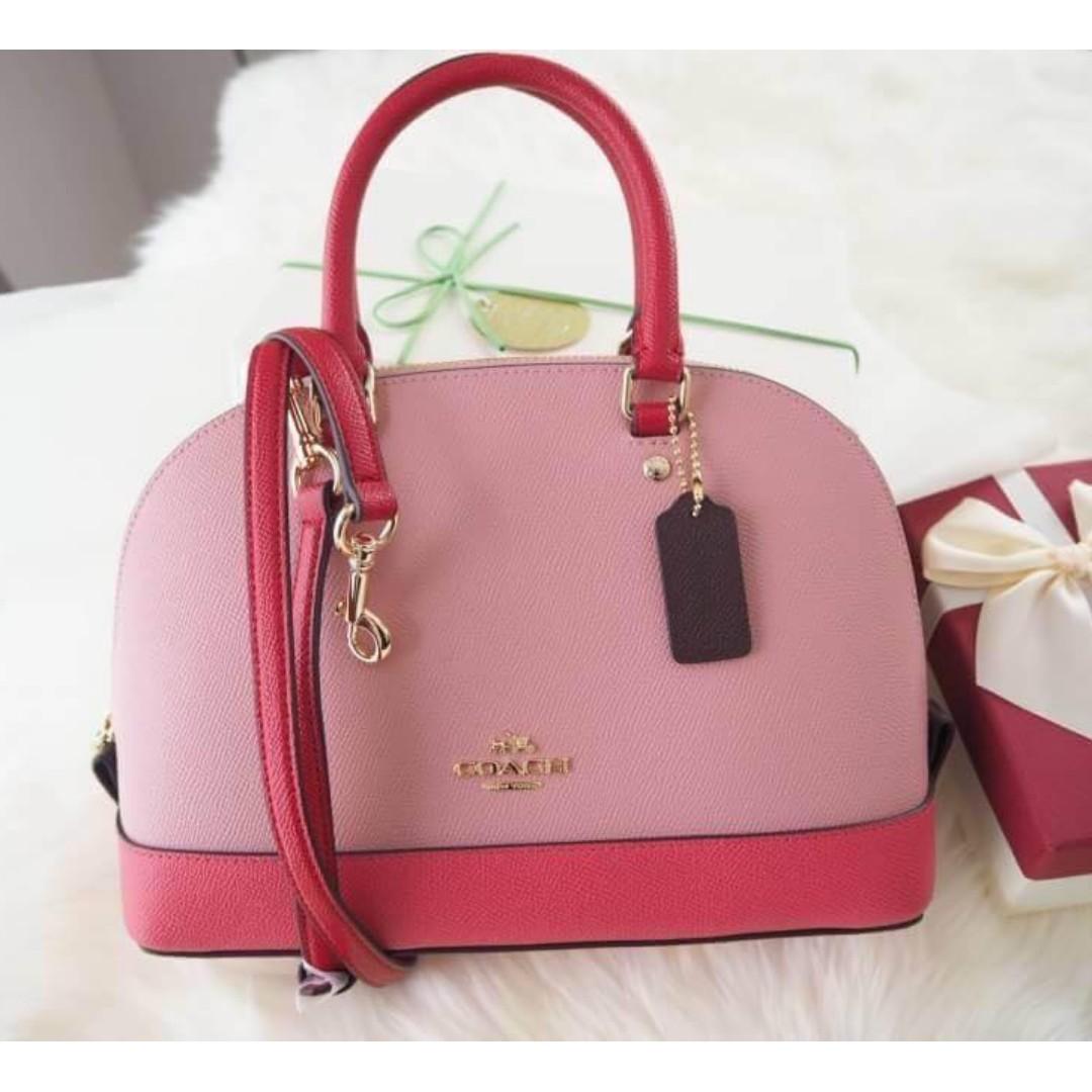 Coach f27591 mini sierra satchel bag crossbody pink rouge