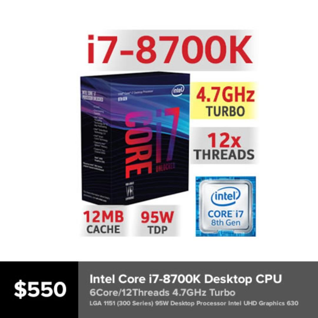 Bnib Intel Core I7 8700k I7 8700k Coffee Lake 6 Core Processor Cpu Electronics Computer Parts Accessories On Carousell