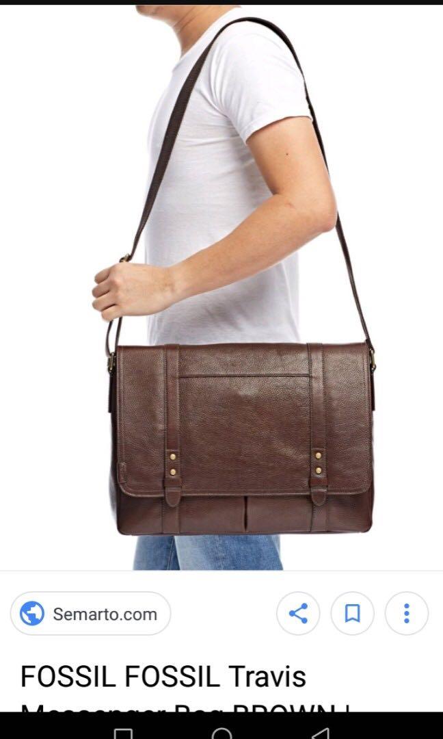 Fossil Travis Messenger Bag Brown Luxury Bags Wallets on Carousell