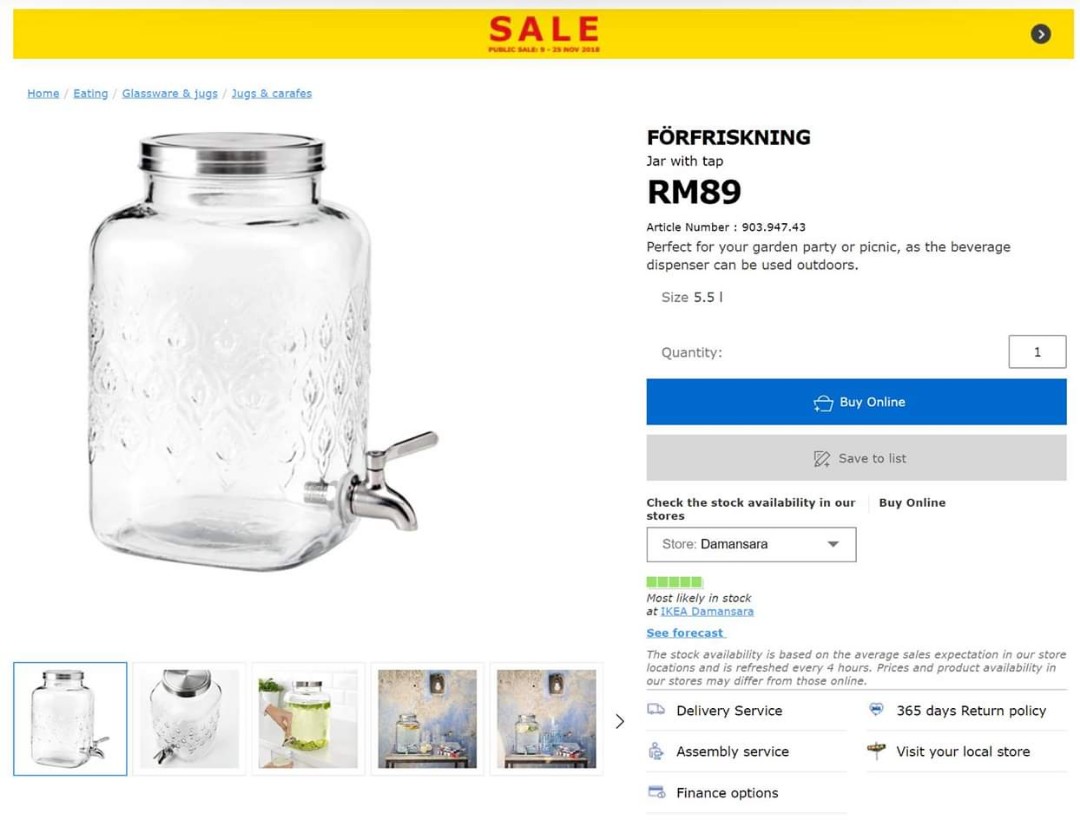 Forfriskning Jar With Tap Ikea Kitchen Appliances On Carousell