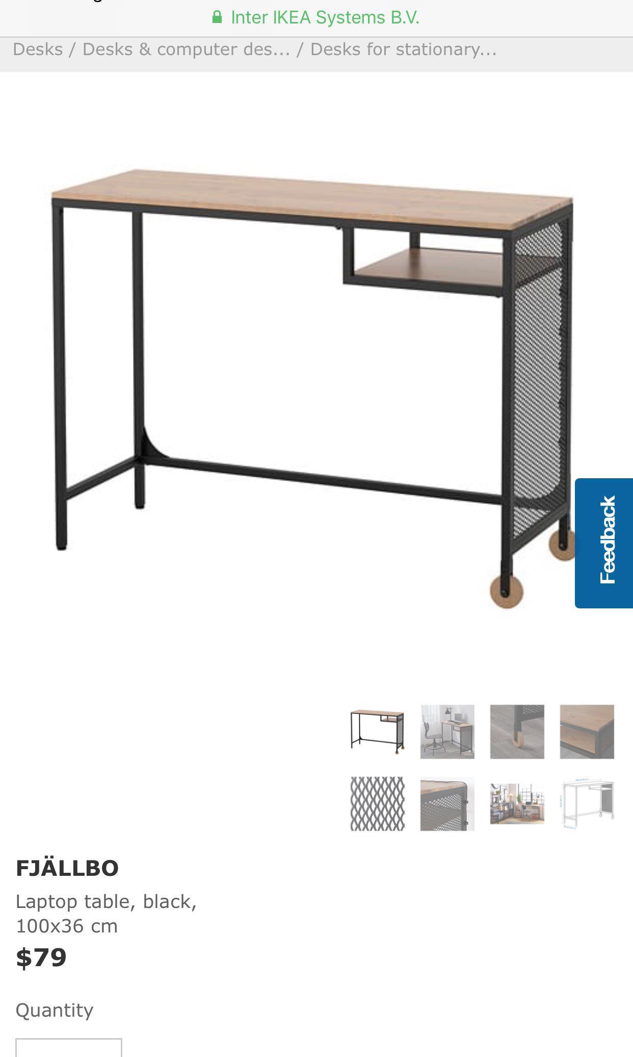 IKEA FJALLBO Desk (black and wood), Furniture & Home Living, Furniture