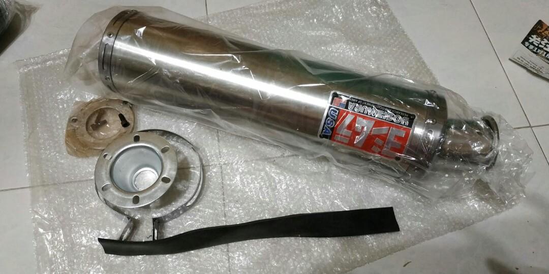 Black silver Yoshimura Carbon fiber exhaust muffler tube end can