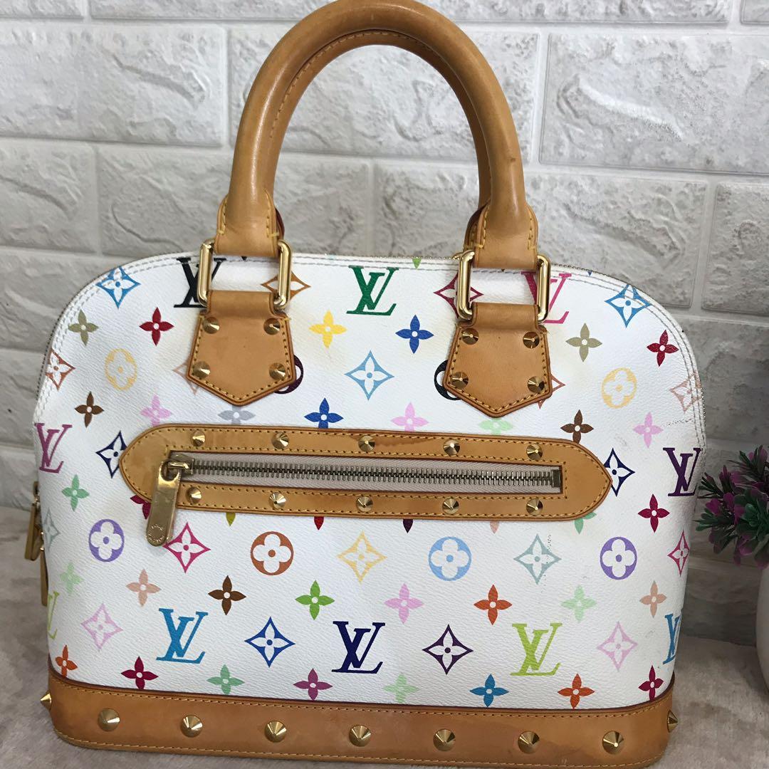 Preowned lv alma multicolor white, Luxury, Bags & Wallets on Carousell