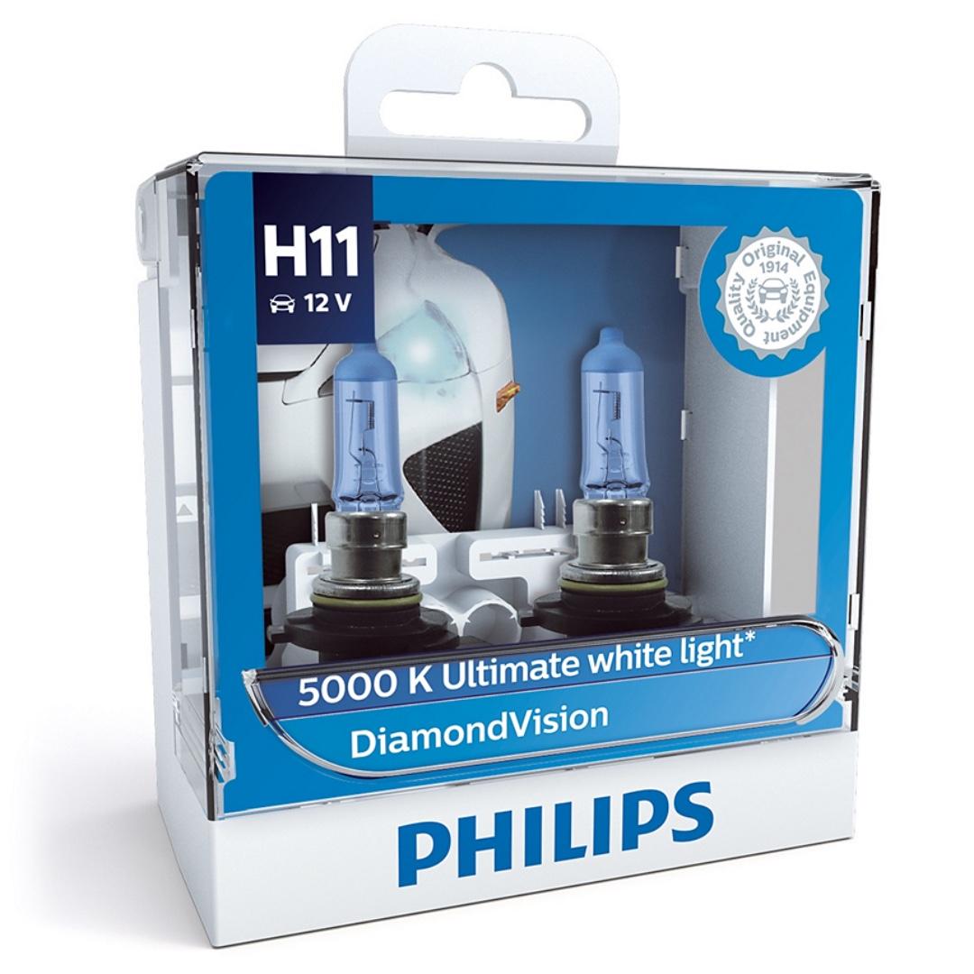 Philips DiamondVision 5000 K Ultimate White Light Car Headlight Bulbs