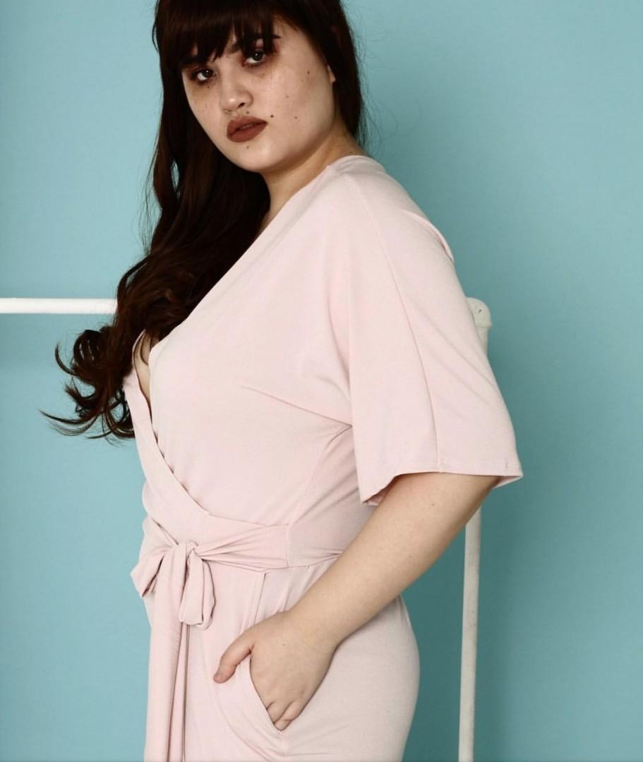 light pink plus size jumpsuit