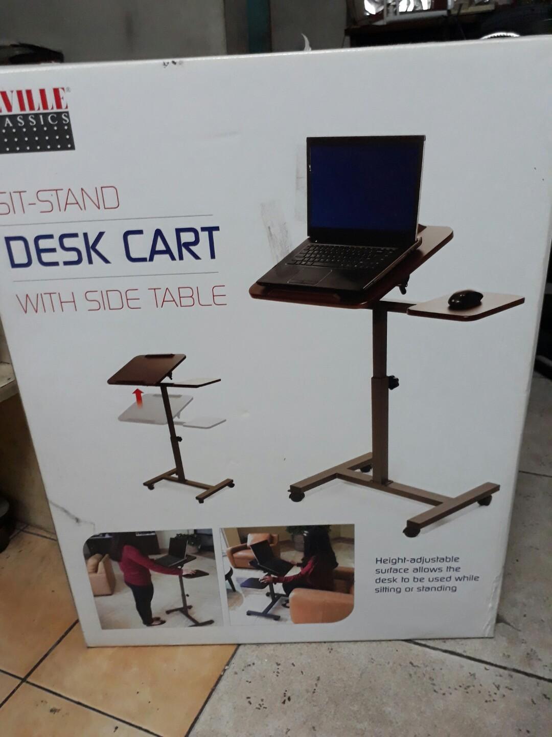 Seville Classics Sit Stand Desk Cart With Side Table On Carousell