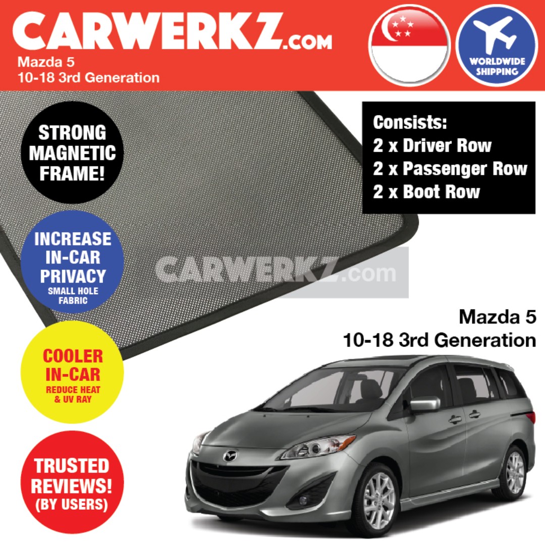 Sg No 1 Mazda 5 10 18 3rd Generation Customised Car Window Magnetic Sunshades 6 Pieces Car Accessories Accessories On Carousell