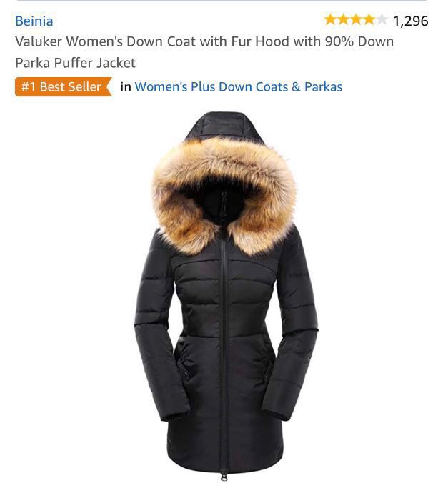 Valuker women's down hot sale coat with fur hood