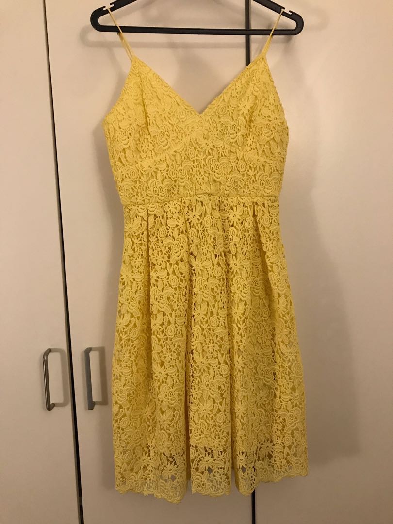 yellow floral lace dress