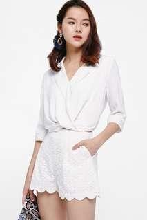 Majelika Broderie Anglaise Scallop Hem Shorts