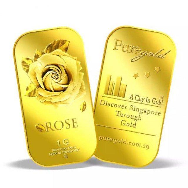 1g Big Rose 999.9 Fine Gold Bar, Hobbies & Toys, Memorabilia