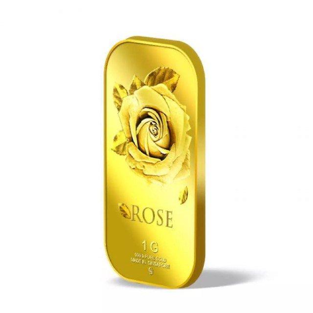 1g Big Rose 999.9 Fine Gold Bar, Hobbies & Toys, Memorabilia