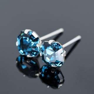 Midnight Blue Imperial Swarovski 925 Sterling Silver Earrings - 6mm Square | Ear Studs | Mens | @STUDEMANNhandmade