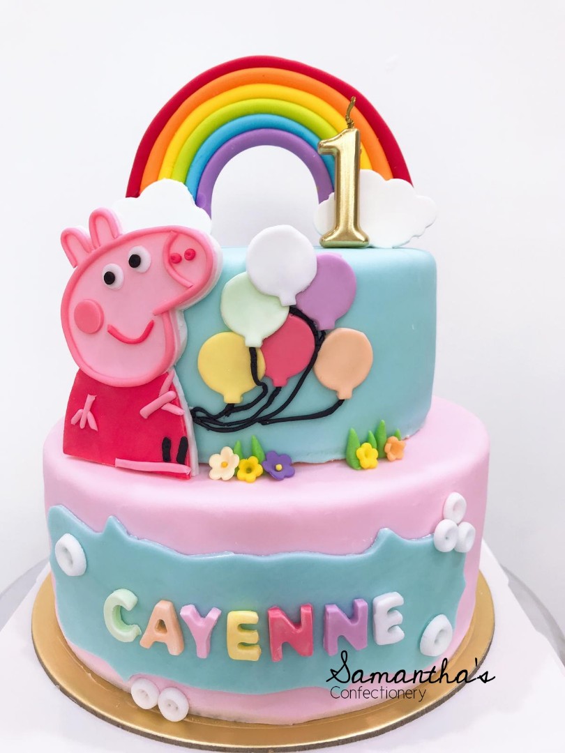 2 Tier Peppa Pig Cake Food Drinks Baked Goods On Carousell