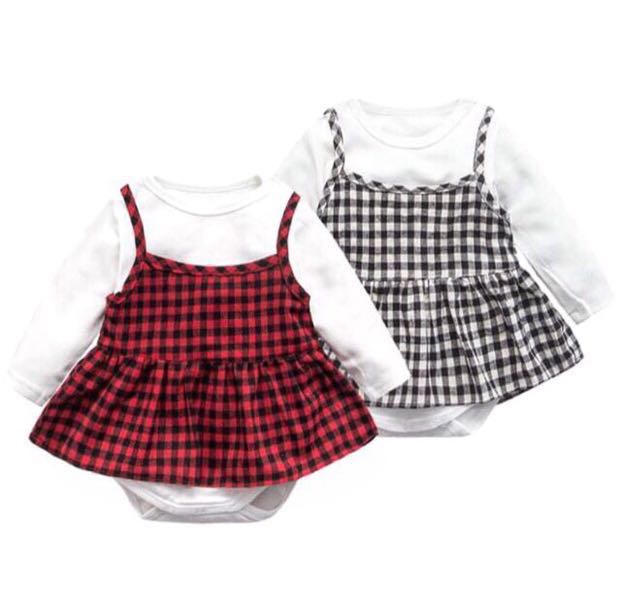 Clearing Stock Sale Babywear Clothing Girl Pc000158 Children Baby Girl Black Red Checkered Pattern Dress With White Romper A Set 2pcs Babies Kids Girls Apparel 1 To 3 Years On Carousell