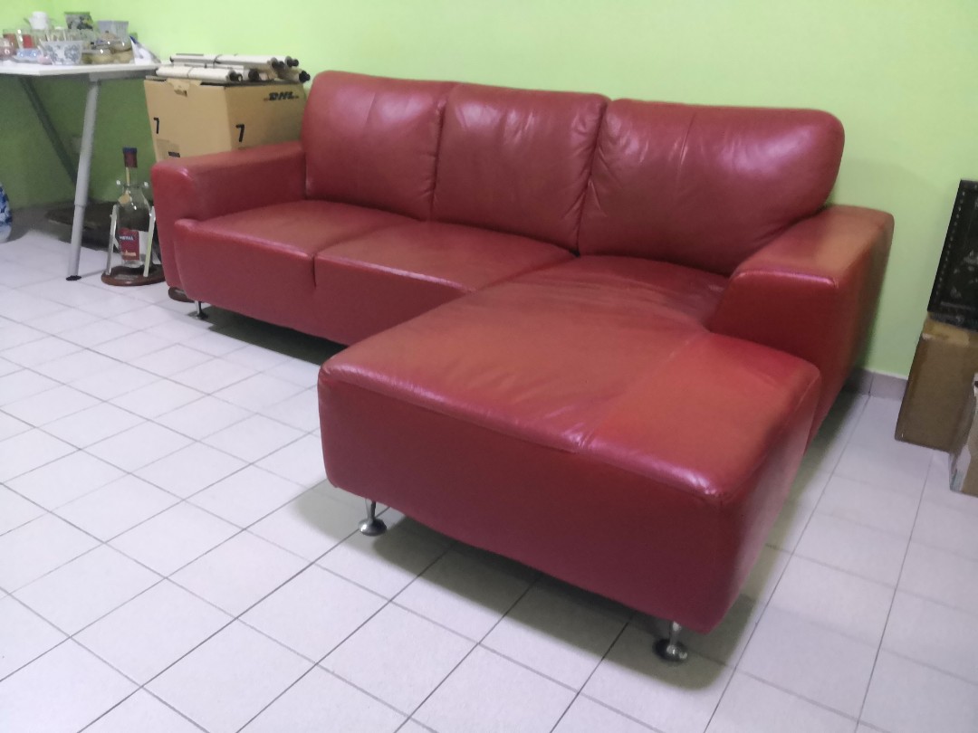 Reserved Armadio L Shape Red Sofa Furniture Sofas On Carousell