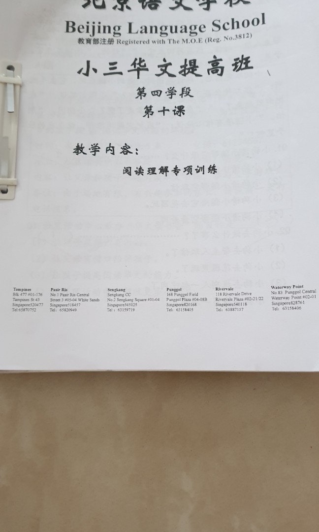 Beijing Language School Primary 3 P3 Chinese worksheets, Hobbies & Toys ...