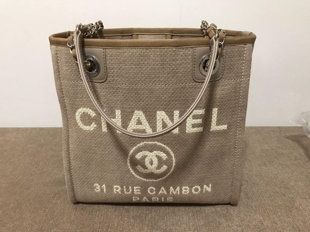 NEW Chanel Small Deauville Shopping Bag Pink Boucle Silver Hardware Tote Bag  For Sale at 1stDibs