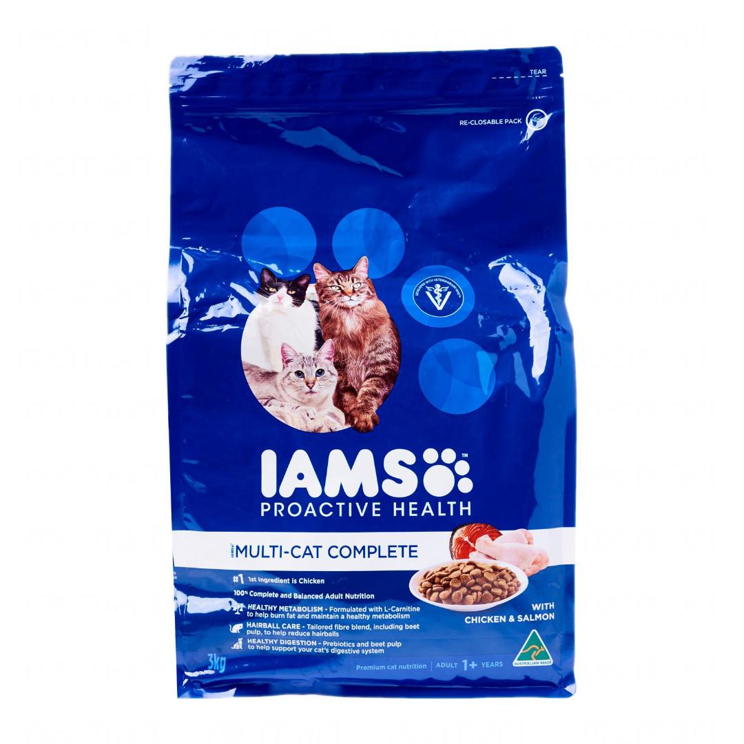Iams Cat Adult Multi Cat Complete Chicken And Salmon 3kg Cat Food