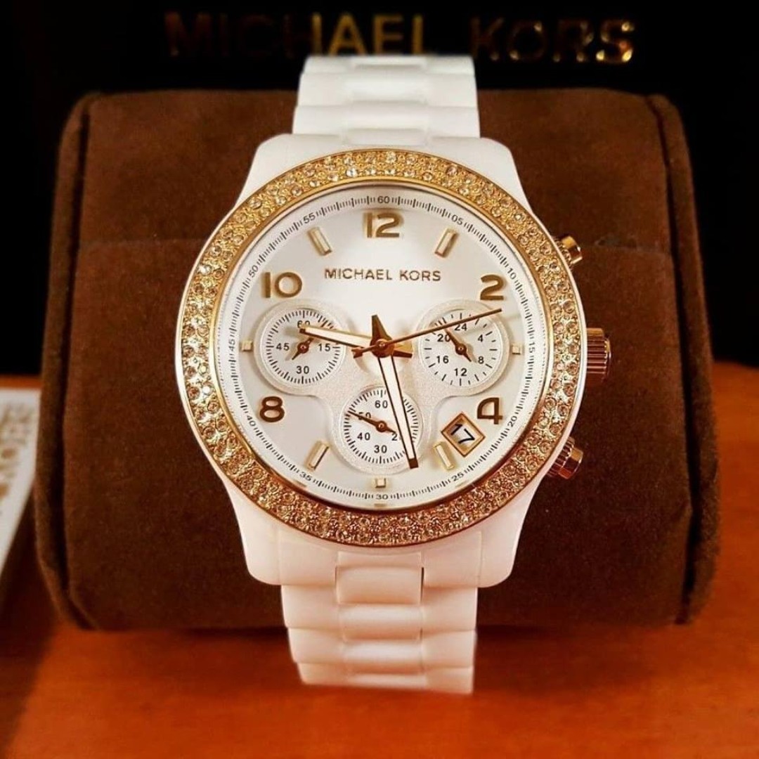 Ladies white ceramic new arrivals michael kors watch