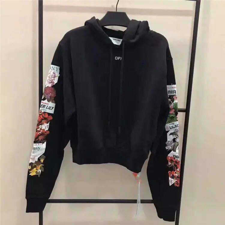 off white black flower hoodie