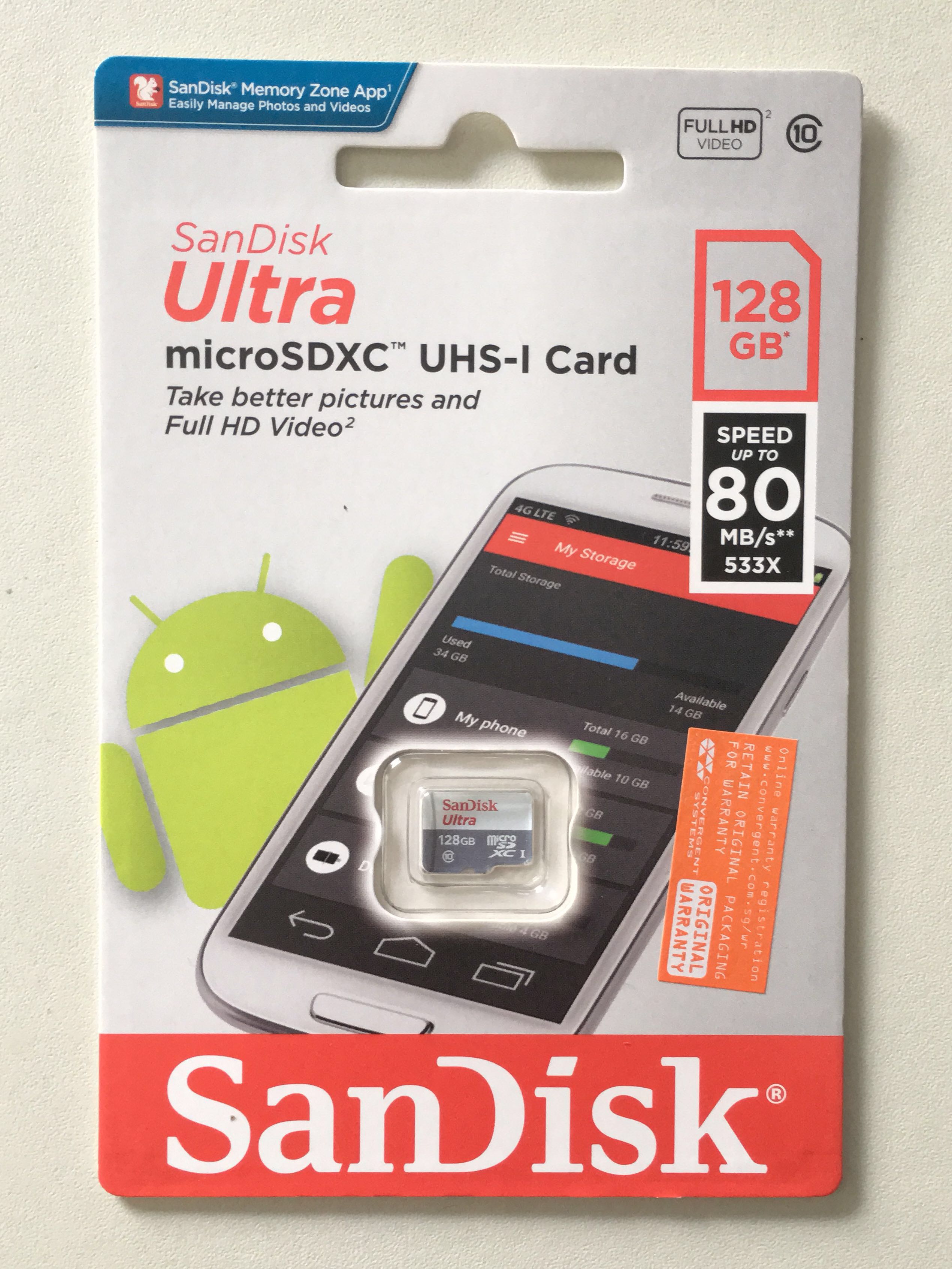 Карта памяти microsdxc uhs i sandisk ultra 128 гб