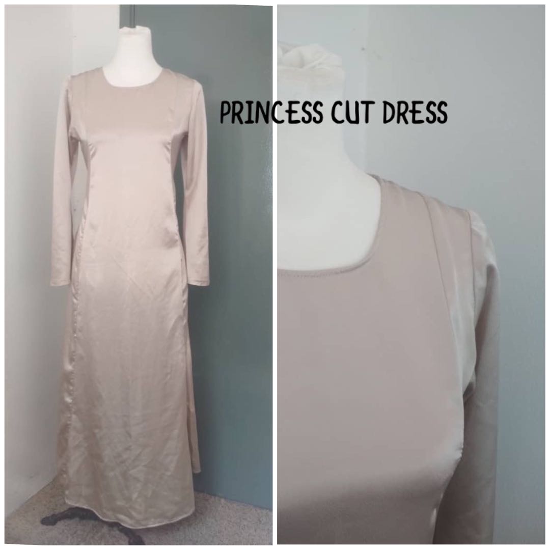 jubah satin princess cut