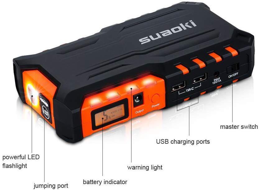 SUAOKI G7 PLUS 600A Peak Portable Car Jump Starter/Jumper Pack 18000mAh