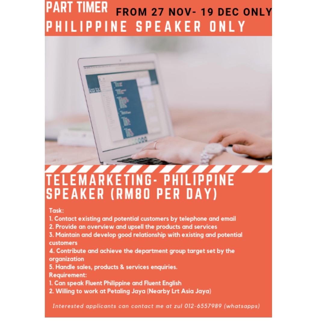Telemarketing Philippine Speaker Jobs Part Time Sales Retail Marketing On Carousell