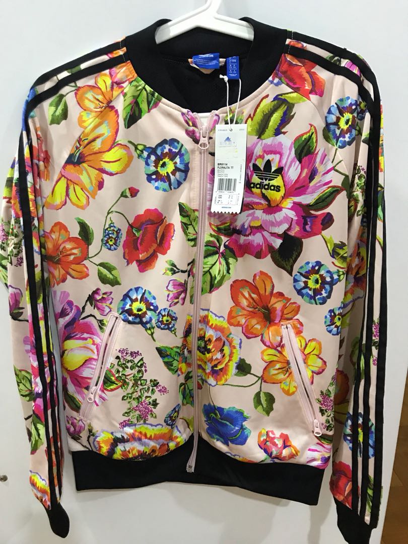 adidas floral jacket pink