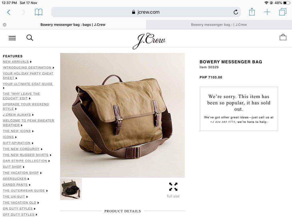 j crew mens bags