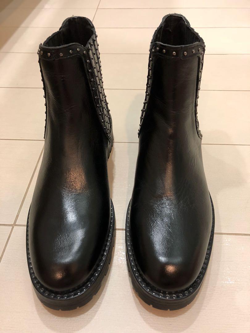 zara ankle boots leather