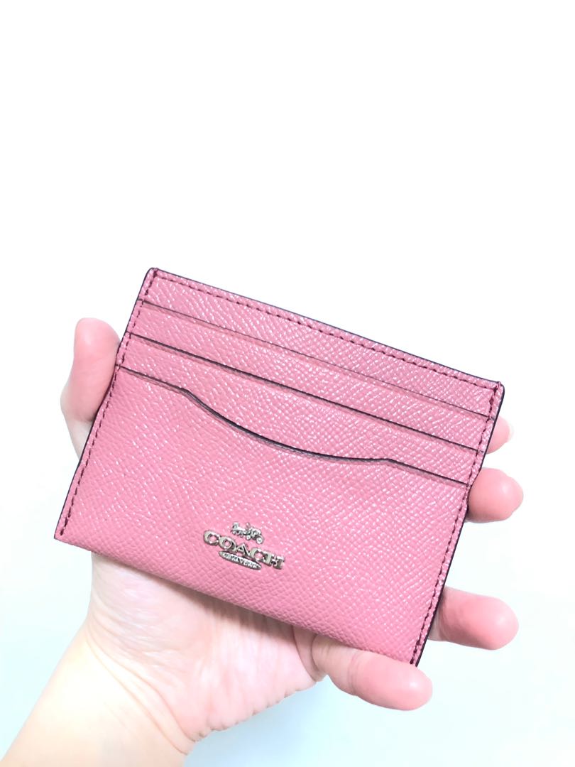 Coach Women's Leather Card Case Wallet (pink)