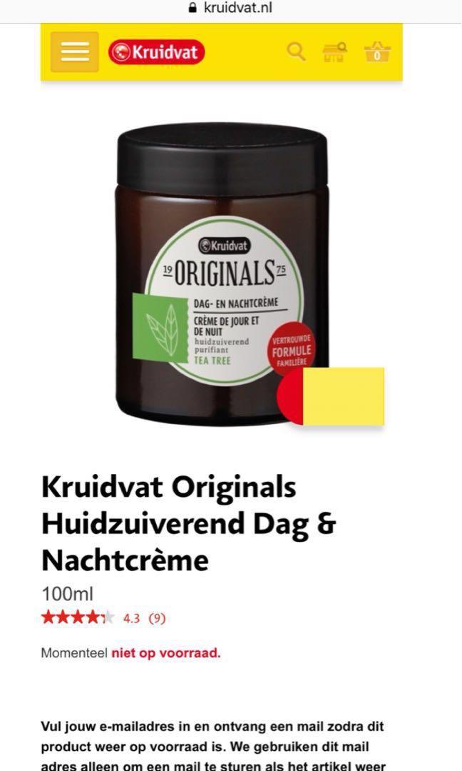 Free Delivery] Kruidvat Originals Tea Tree Day & Night Cream (Vegan  Products), Kesehatan & Kecantikan, Kulit, Sabun & Tubuh Di Carousell