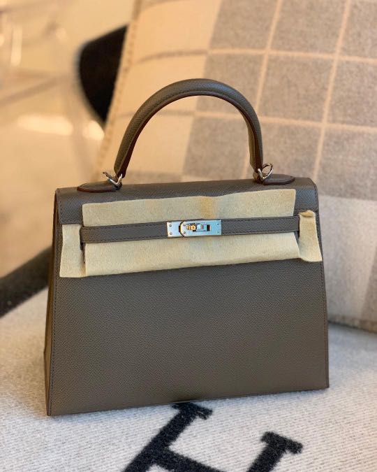 Hermes Kelly 25 Gris Etain Epsom Sellier, Luxury, Bags & Wallets