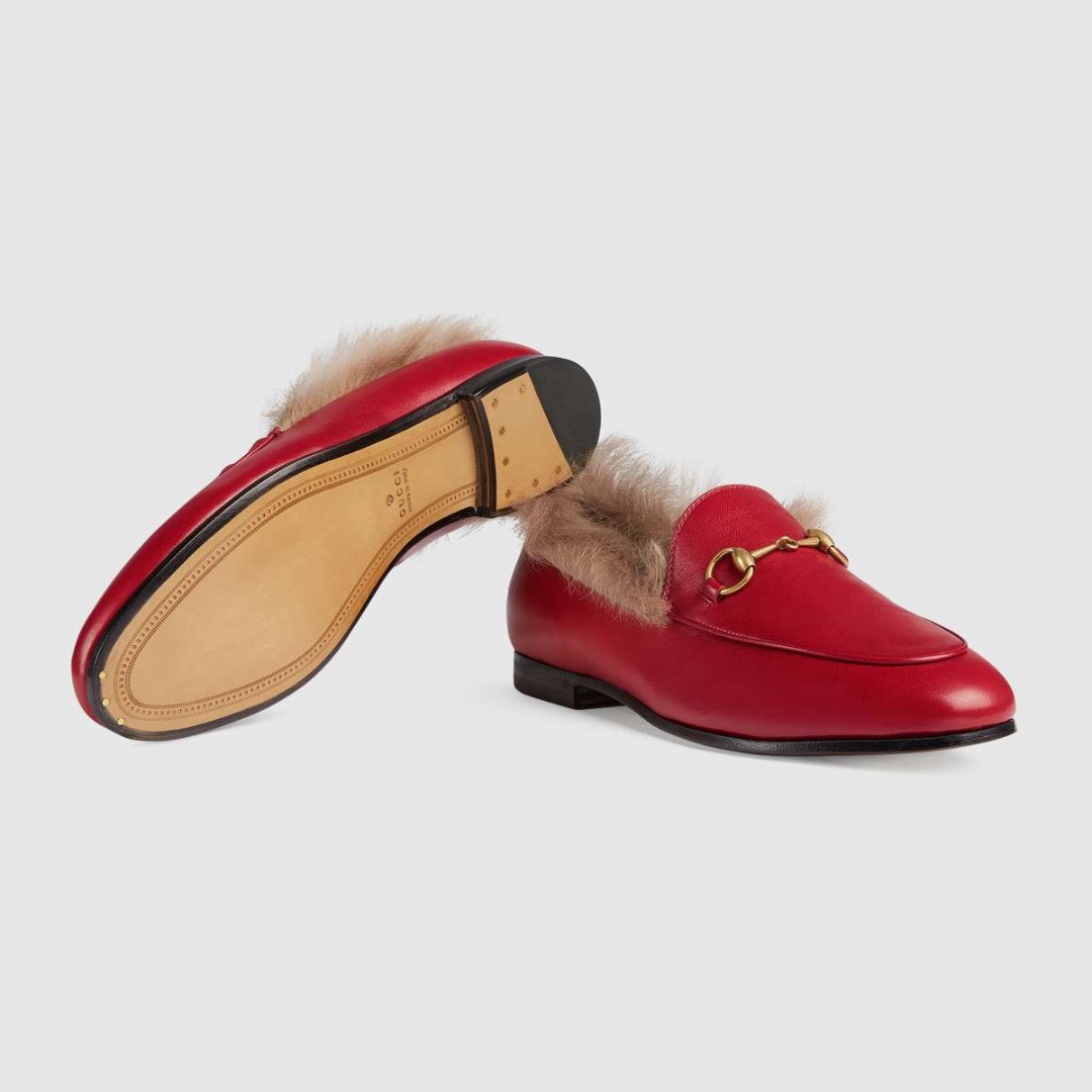 gucci jordaan fur loafer