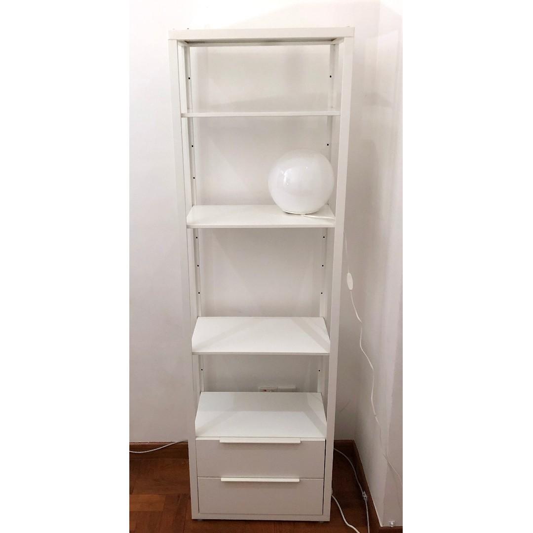 IKEA FJALKINGE shelving unit with drawers, white, 193x53, Furniture