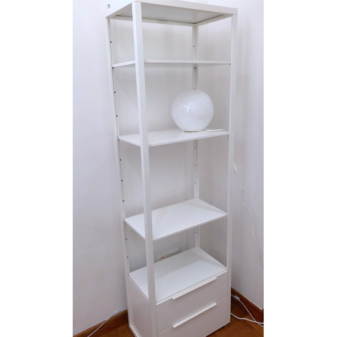IKEA FJALKINGE shelving unit with drawers, white, 193x53, Furniture