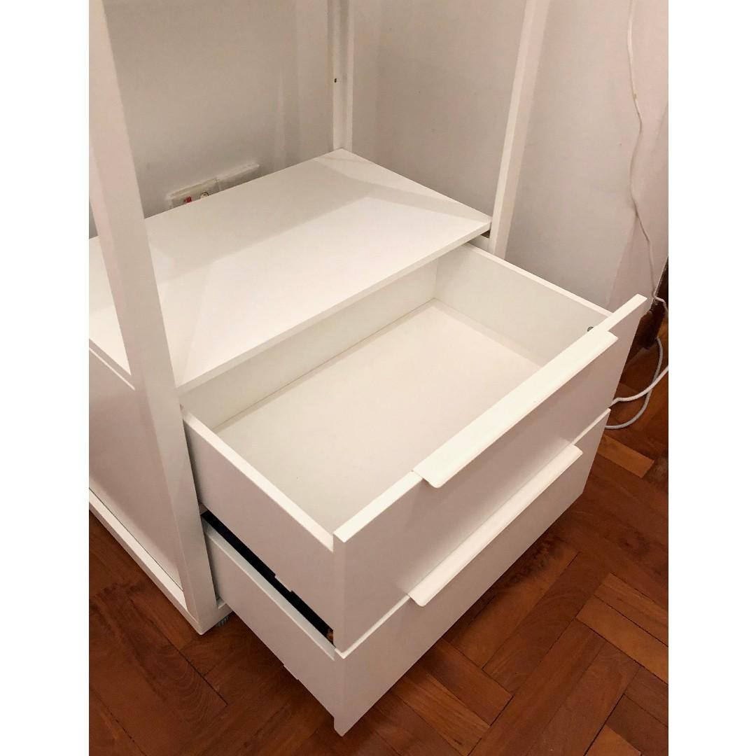 IKEA FJALKINGE shelving unit with drawers, white, 193x53, Furniture