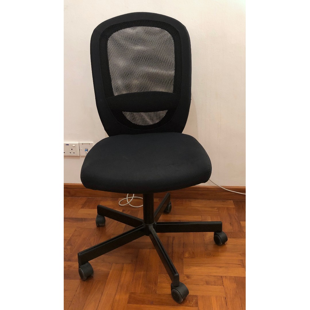 IKEA FLINTAN office chair, black, height adjustable, Furniture & Home