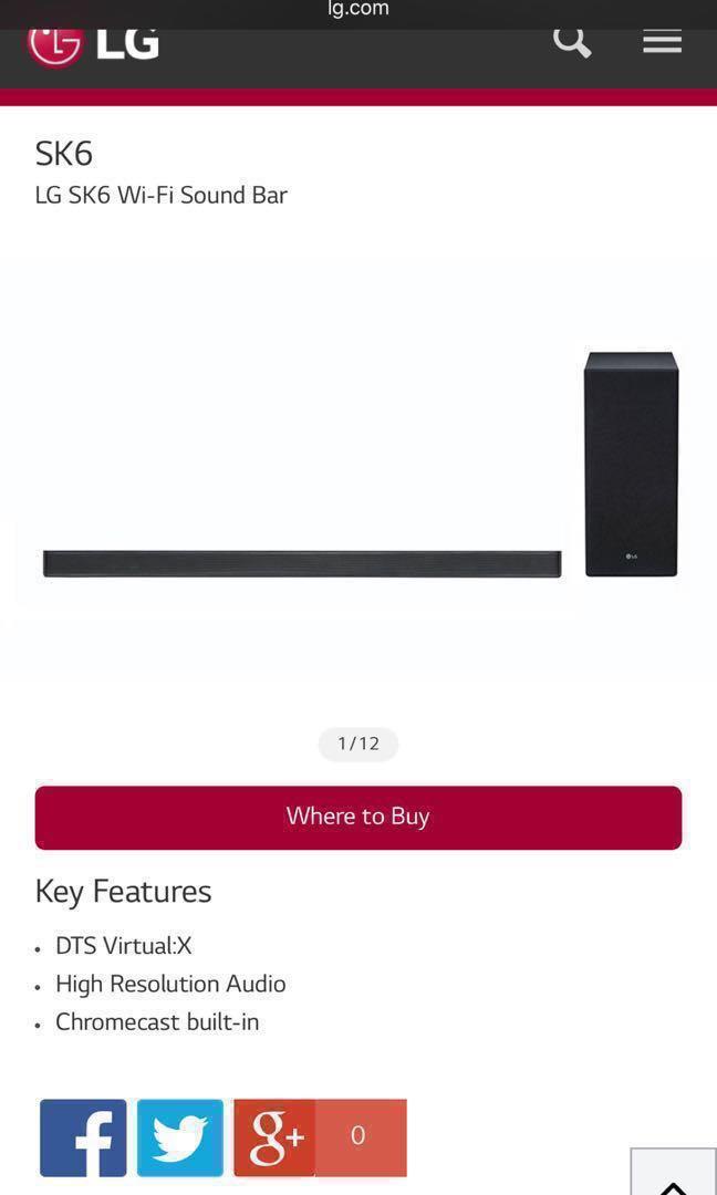 LG SK6 wireless sound bar Audio Soundbars Speakers